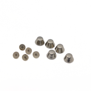 Screw in metal purse feet.